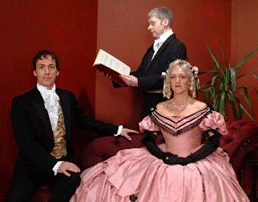 Belle and Two Beaux in period costume